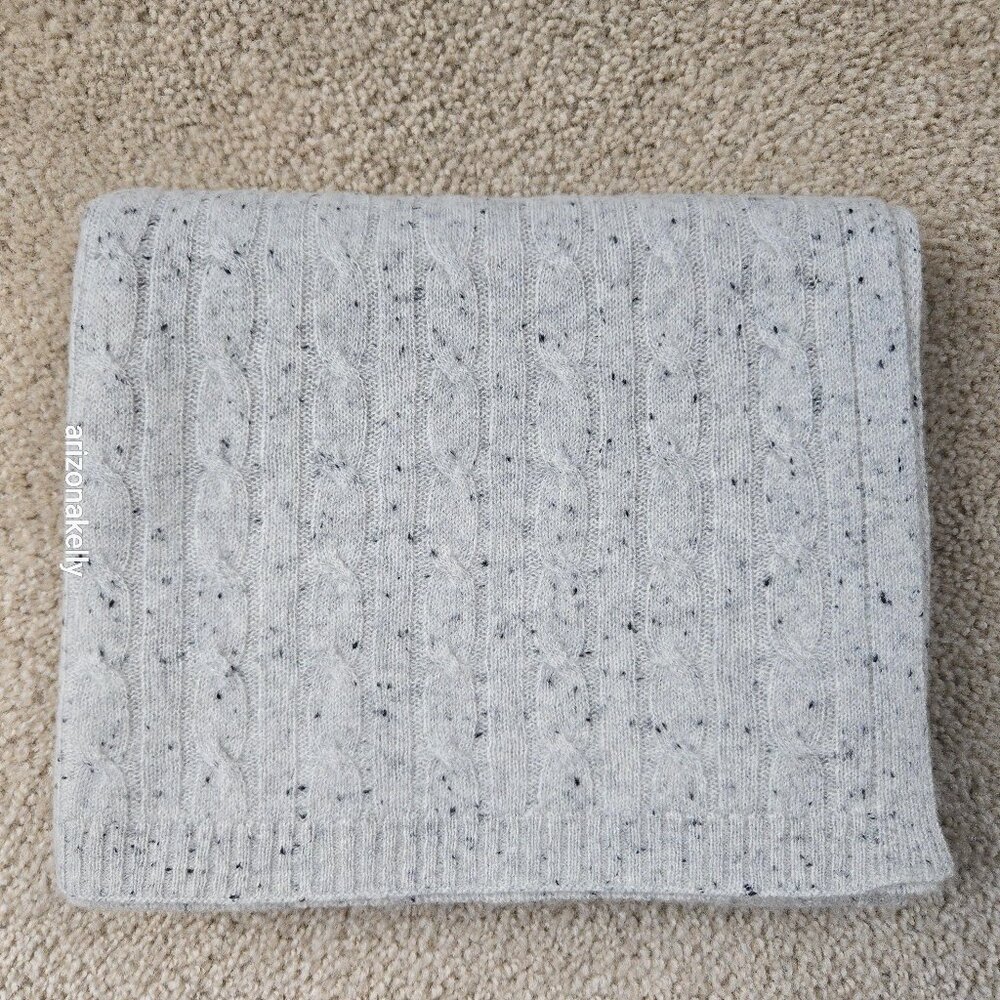 Speckled Cashmere Cable Knit Creme Oversized Scarf